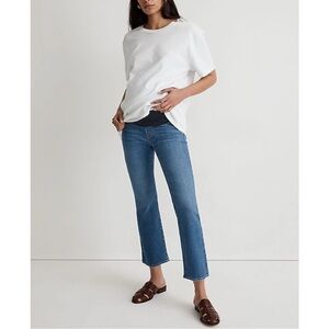 MADEWELL Maternity Over-the-Belly Kick Out Crop Jeans in Cherryville Wash